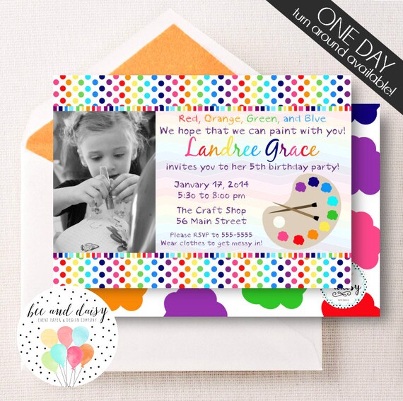 Art Party Invitation - Art Birthday Invitation - Art Invitation - Painting Party Invitation - Painting Birthday Invitation by BeeAndDaisy Il_570xn