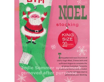 1 Vintage Columbia Minerva Christmas "Noel" Knit Stocking Repro Pattern! # 2818 Pdf Instant download