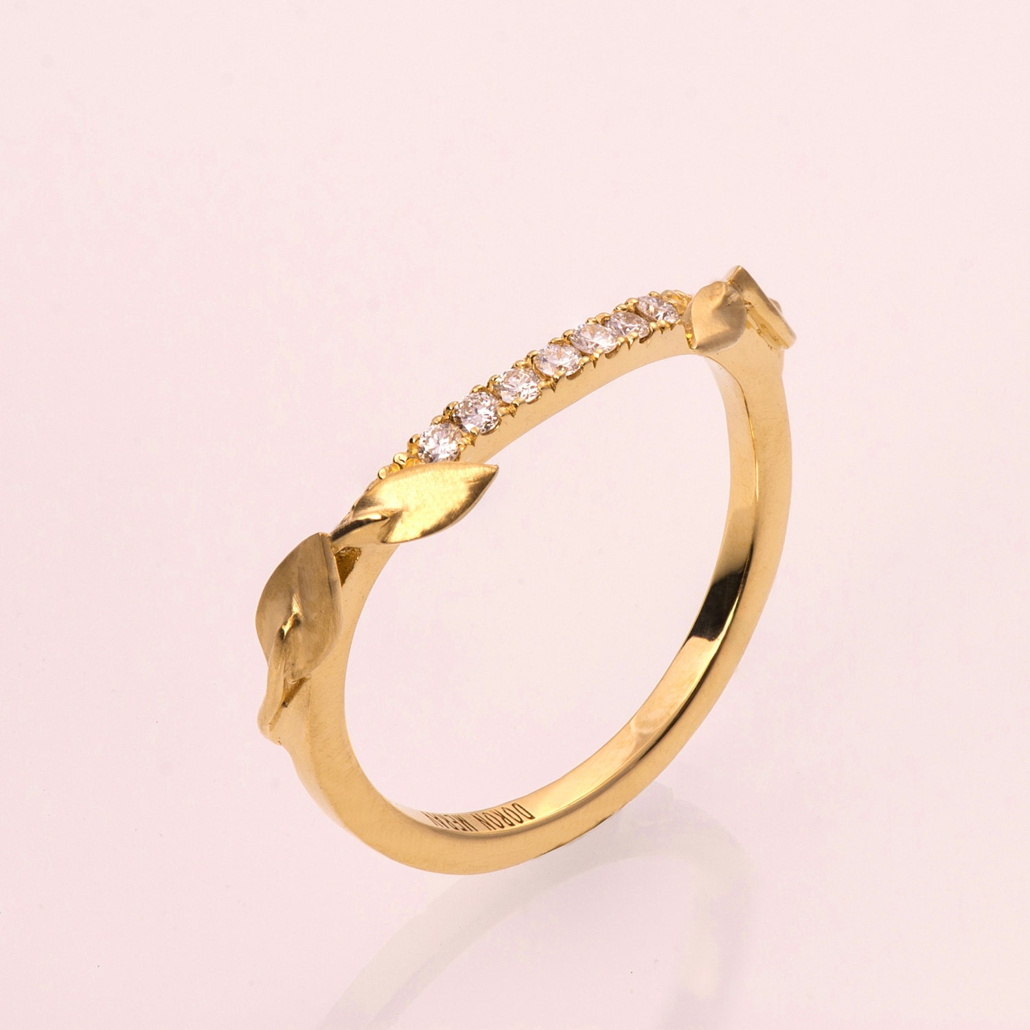 Leaves Diamonds Ring No. 3B 14K Gold and Diamonds engagement