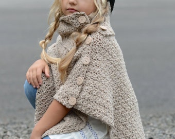 CROCHET PATTERN-The Timberlyn Poncho (toddler, child, teen and adult sizes)