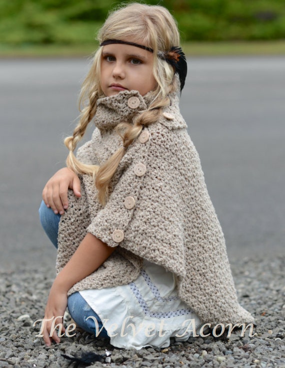 CROCHET PATTERN-The Timberlyn Poncho toddler child teen and