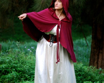 Red Riding Hood Cape - Cloak - Halloween Costume - Women - Organic Cotton - Eco Friendly