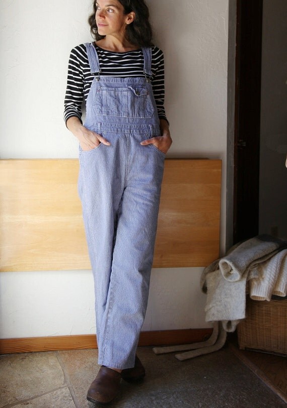 Denim Overalls in Railroad Stripe