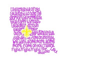 LSU Tigers Louisiana Fight Song SVG, Print, and Silhouette Instant Download