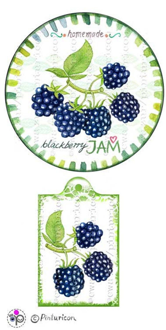 Circle jam label blackberry jam label printable mason jar