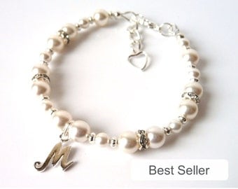 Flower Girl Gift, Flower Girl Bracelet, Flower Girl Pearl Bracelet, Flower Girl Jewelry, Flower Girl Bracelet Personalized, Toddler Jewelry