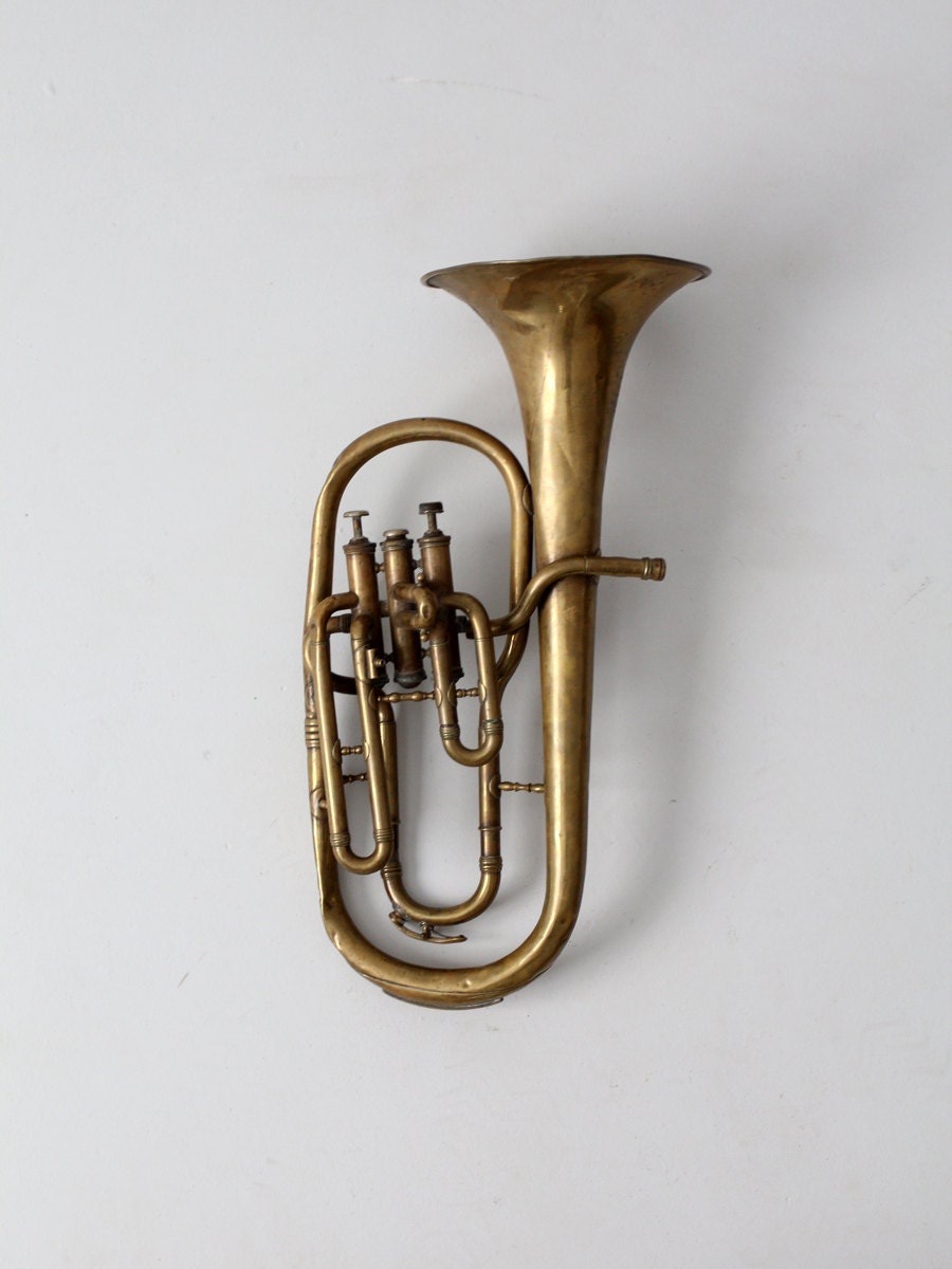 Vintage Brass Horn Baritone Musical Instrument