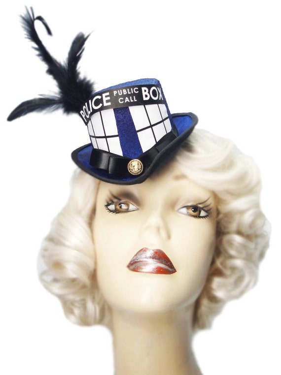 Tardis Mini Doctor Who Inspired Top Hat Victorian Steampunk Fascinator Cosplay by JenkittysCloset steampunk buy now online