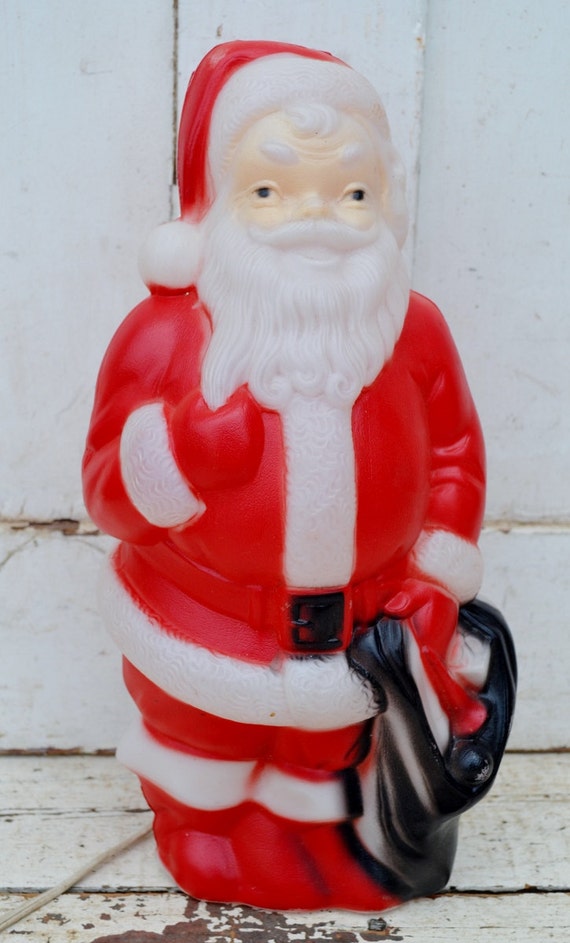 Small Santa Claus Plastic Blow Mold Vintage Empire Red White