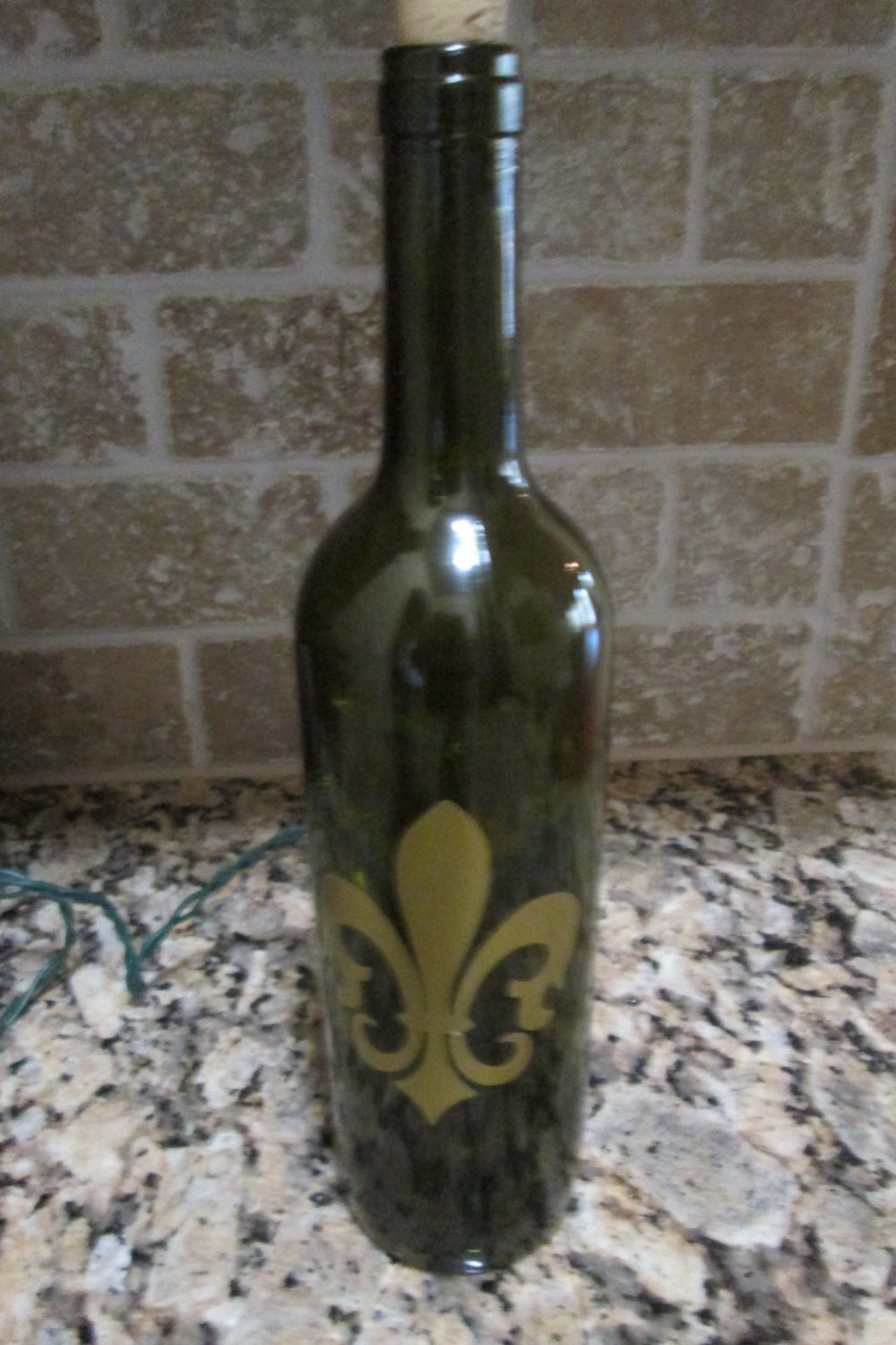 Lighted Fleur de Lis Wine Bottle Tuscan French Home Decor