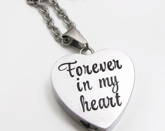 Personalized Necklace - Cremation Jewelry - Hand Stamped Necklace - Cremation Urn Necklace - Forever In My Heart - Personalized Jewelry