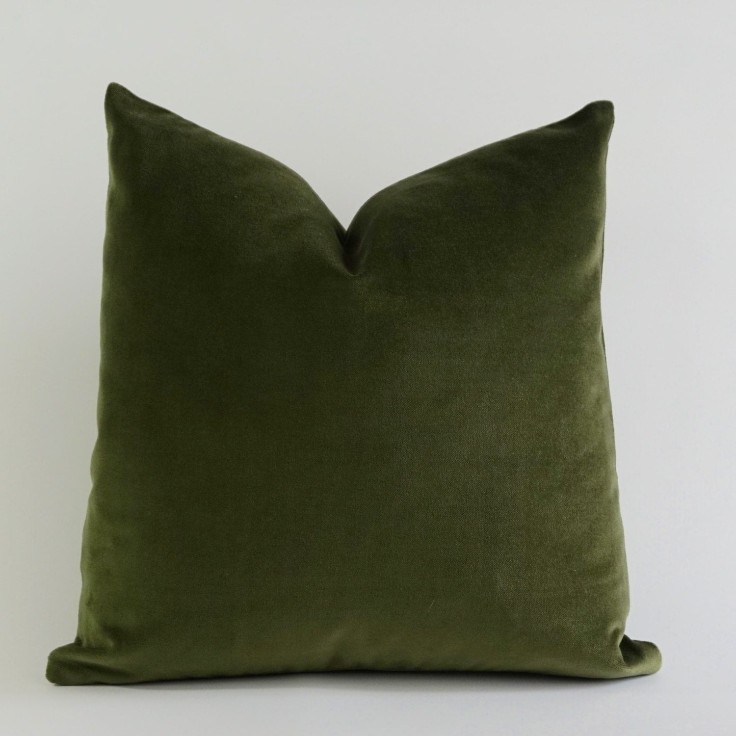 Olive Green Cotton Velvet Pillow Cover Decorative Accent