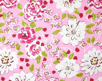 1/2 yard LAMINATED cotton fabric - 18 x 40 Ying Ming Pink Tea Garden - BPA free - Approved for children's products
