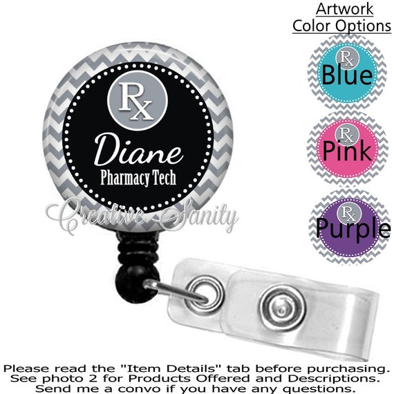 Personalized Pharmacy Tech Retractable Badge ID Holder
