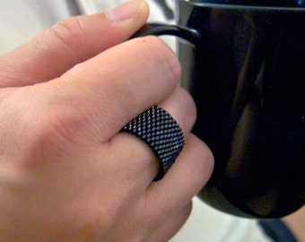 Gold Triangle Ring Beaded Black Ring Black by JeannieRichard