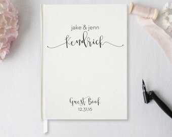 Wedding Guest Book, Wedding Guestbook, Custom Guest Book, Personalized Guest Book, Ivory White Classic Guest Book, Hardcover Guestbook GB-BB