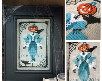 Halloween Cross Stitch Pattern Scarecrow Jack o Lantern Embroidery Download or Paper Chart