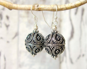 Bali Sterling Silver Drop Earrings. Chunky Bali Sterling Silver Earrings. Sterling Silver Jewelry. Bali Jewelry. Scroll Design Earrings