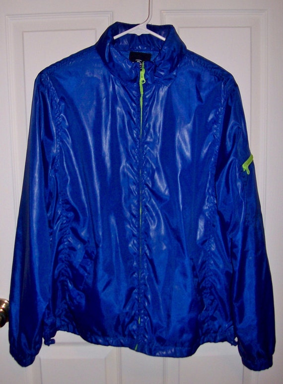 Vintage Ladies Royal Blue Zip Front Windbreaker Jacket by