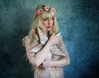 Pale pink mini peony hairband, summer flower crown, rose headband