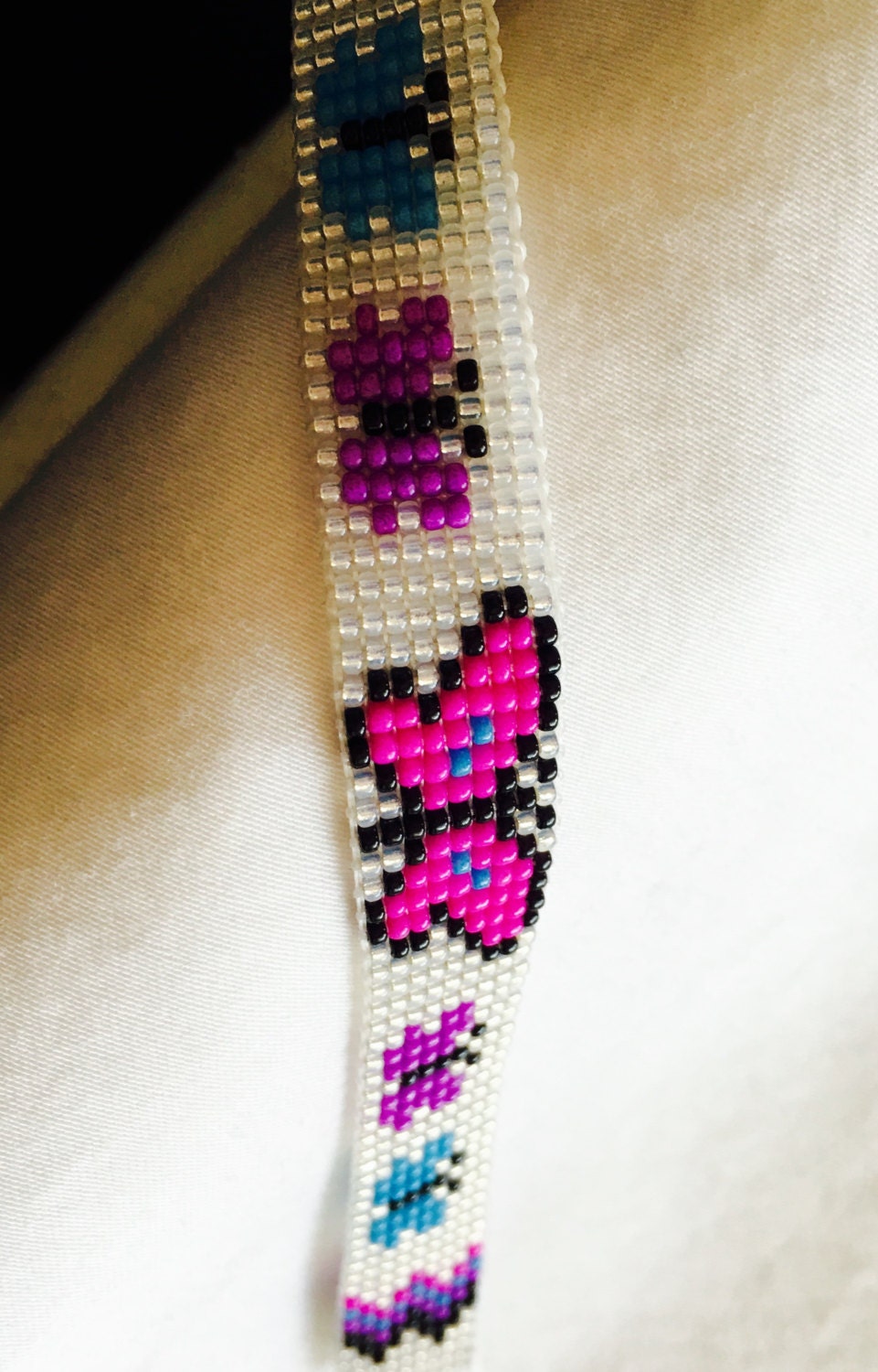 Butterfly Beaded Bracelet Pink Butterfly by DeerSpringsCreations