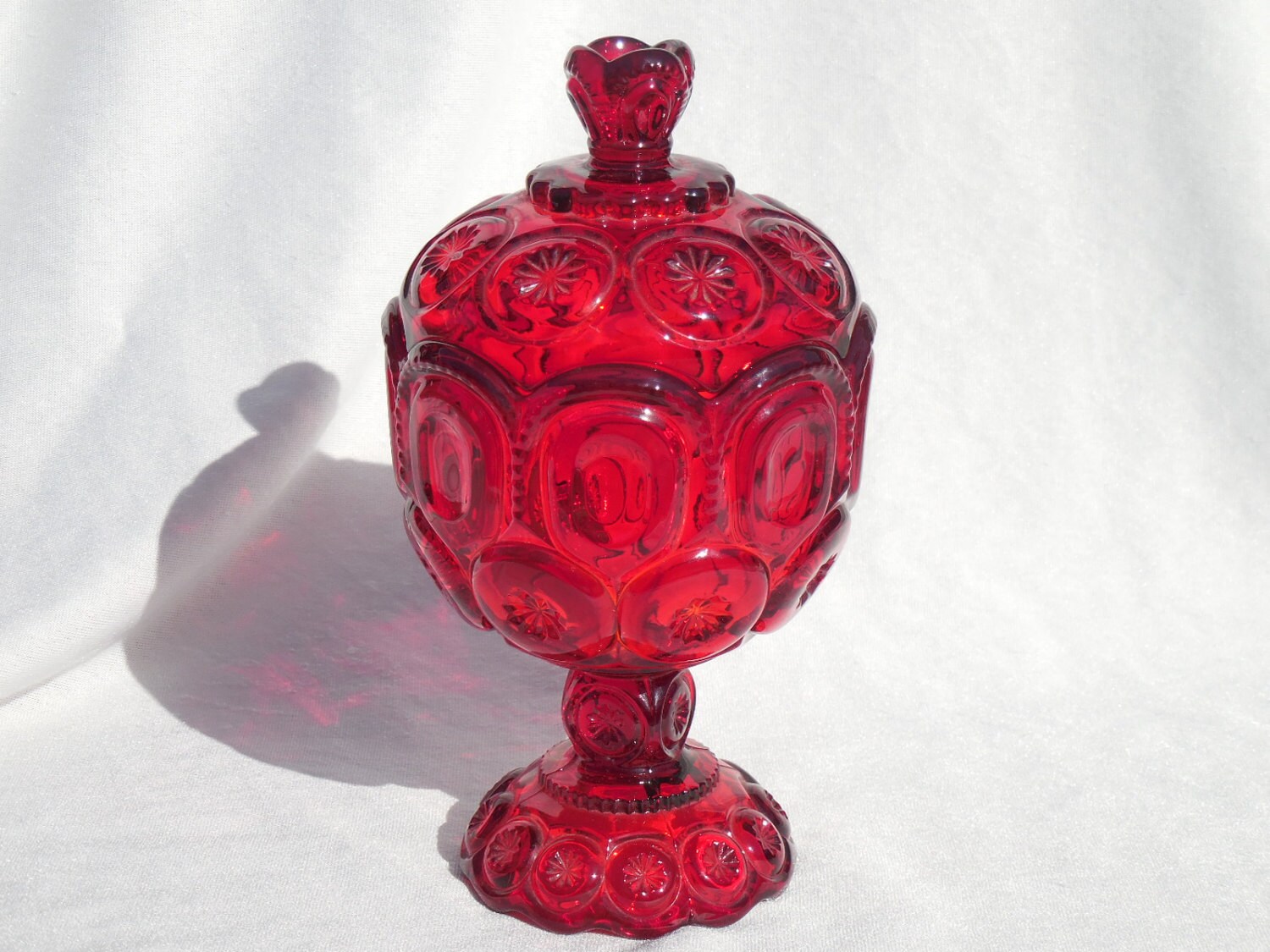 iridescent red moom and stars candy dish