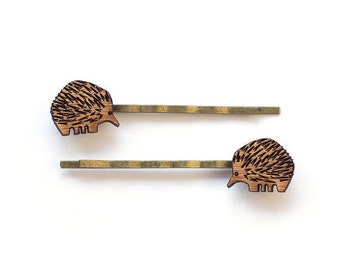 Echidna bobby pins (hair pins) - Australian gift - animal hair accessory - hairpin