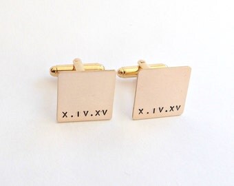Groom Gold Cuff links Square Monogrammed CuffLinks Groom Cufflinks Custom Cufflinks Father of the Bride Fall Wedding Modern