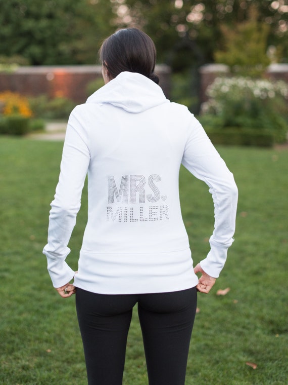 Personalized Bride Hoodie Custom MRS Zip Up Sweatshirt