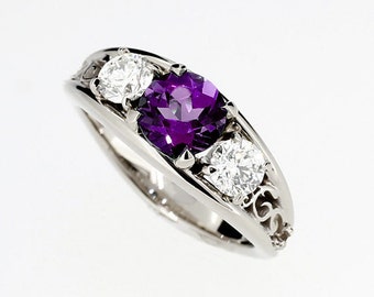 purple spinel and 050ct diamond filigree ring white gold engagement trinity purple engagement diamond wedding unique spine violetl - Purple Wedding Ring purple spinel and 050ct diamond filigree ring white gold engagement trinity purple engagement diamond wedding unique spine violetl - Purple Wedding Ring