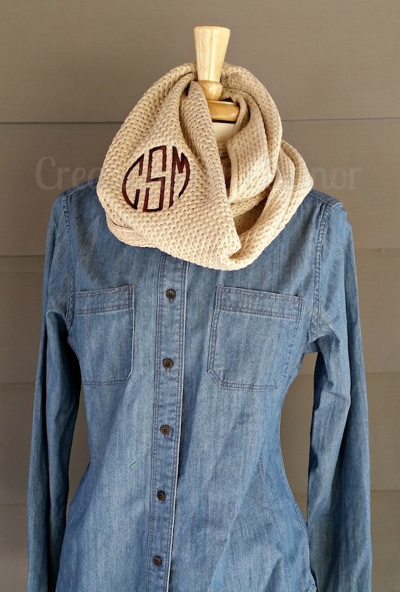 Monogram Scarf Monogrammed Infinity Scarf Personalized