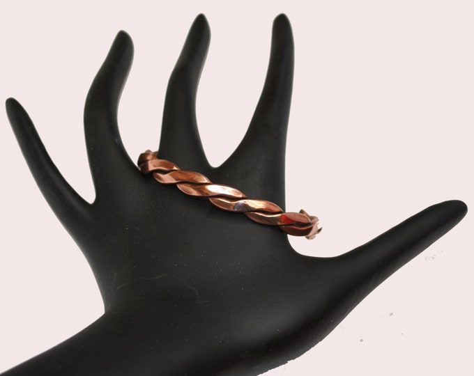 Copper Cuff Bracelet braided twisted copper bangle