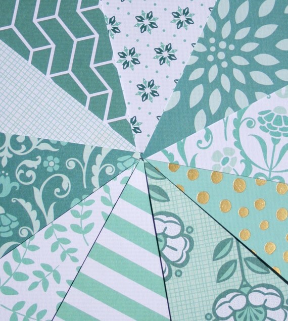 Items similar to Mint Green Scrapbook Paper, Mint Green & Gold