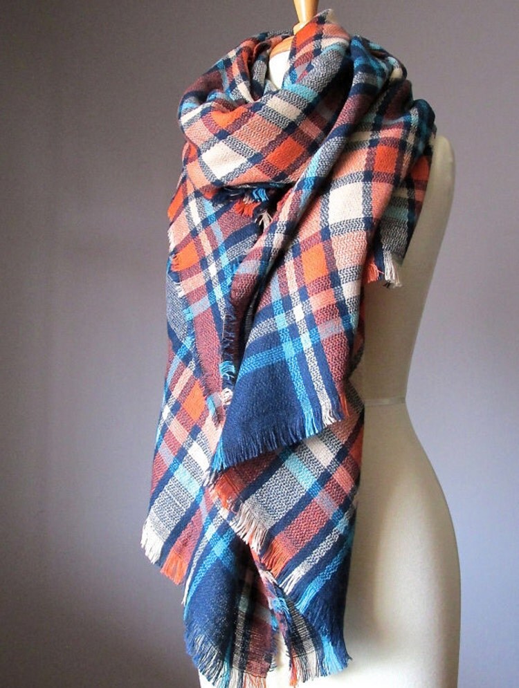 Tartan scarf plaid scarf blanket scarf oversized by ScarfObsession