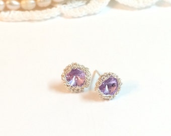 Crystal bridal stud earrings, silver wedding studs, bridal jewelry earrings, Swarovski crystal studs, bridal crystal earrings, bridal studs