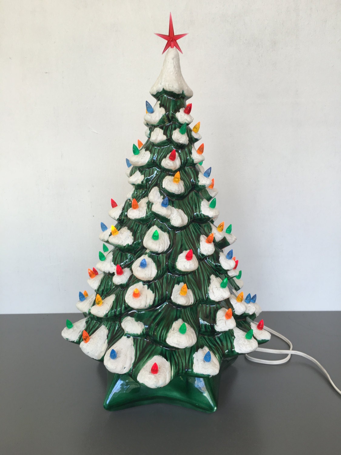 vintage ceramic Christmas tree light snow tipped Holland mold