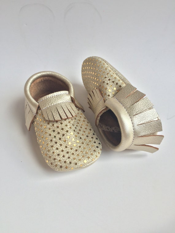 Shine On Moccasins...Platinum and Sequin Baby