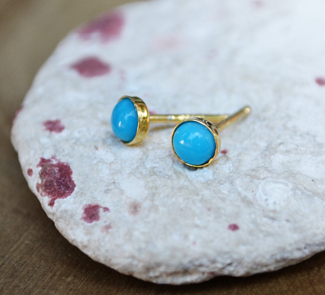 sleeping beauty turquoise stud earrings in 14k gold fill