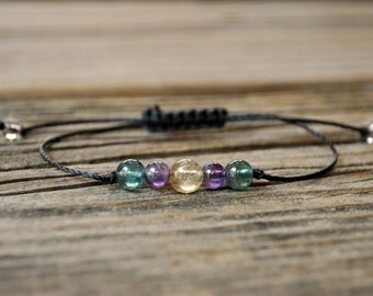 Manifestation, Citrine, Amethyst, Apatite, Crystal Healing, Yoga Bracelet, Meditation Bracelet, Chakra Bracelet, Depression, Protection