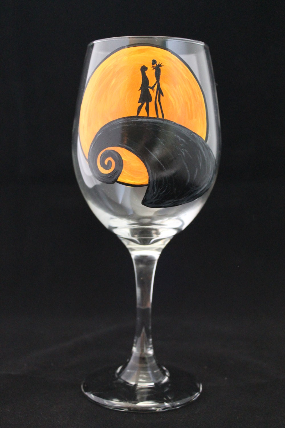 Nightmare Before Christmas Inspired Wine Glass Jack and Sally