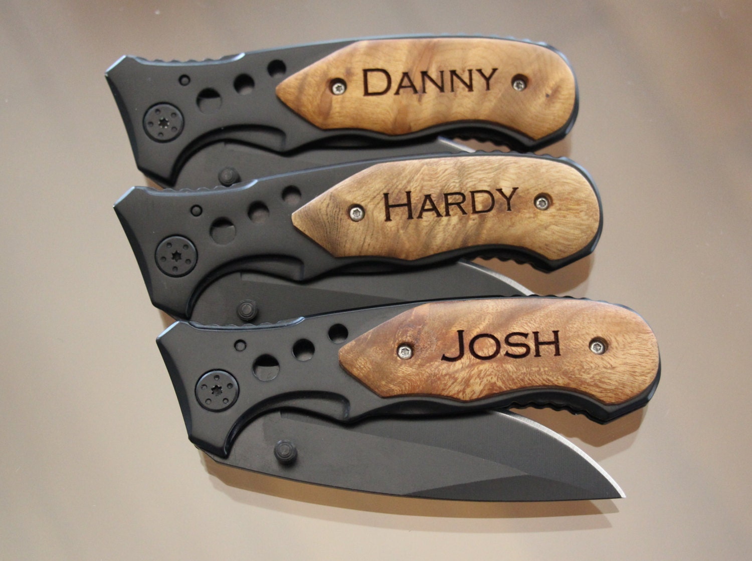 Personalized Pocket Knife Custom Engraved Wood Handle Folding