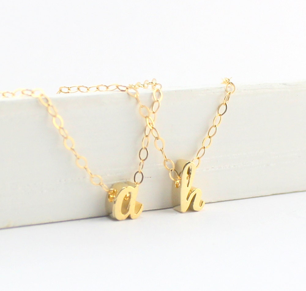 Gold Cursive Initial Necklace Initial Necklace Dainty
