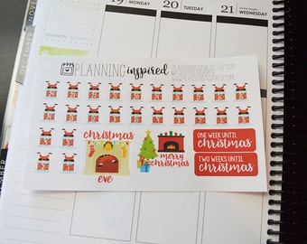 Christmas Countdown Stickers, Christmas Stickers, planner stickers for Erin Condren Life Planner, Happy Planner, and more!