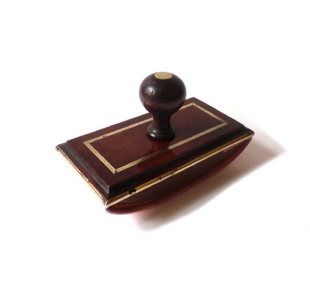 Antique Ink Blotter with Brass Decor Wooden Desk Accessory