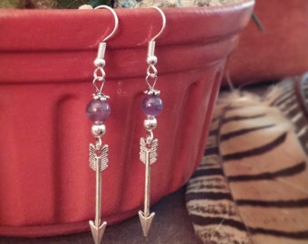 Love Struck // Arrow Earrings // Tribal Earrings // Hunting Earrings // Native American // Boho Earrings // Amethyst Earrings // Boho Chic