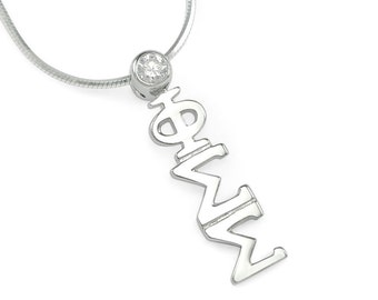 Phi Sigma Sigma Sterling Silver Lavaliere with Swarovski Clear Crystal // ΦΣΣ Sorority // Sorority jewelry // Gifts for Her // Greek Gifts