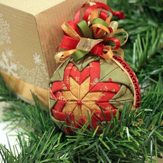 folded fabric quilted star christmas ornament in gold folded fabric quilted star christmas ornament in gold