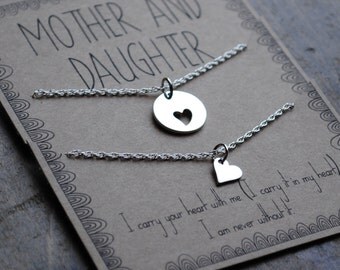 Mother Daughter Necklace . i carry your heart mother and a daughter . mother of the bride gift . back to school gift