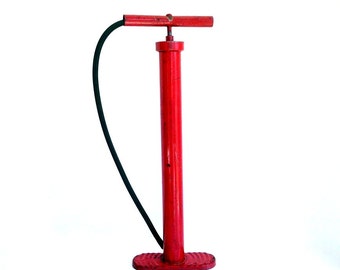 Vintage Tire Pump, Red Bicycle Pump, Bicycle Decor, Hand Pump, Air Pump, Red Decor, Industrial Decor, Man Cave Decor, Cycling Gift, Toy Room