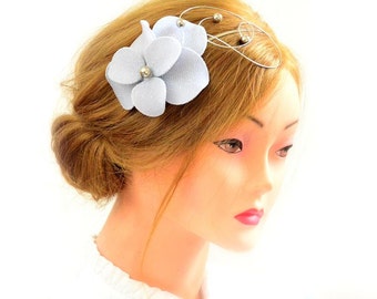Silver fascinator headband Silver hairpiece Hair flower Silver headpiece Flower girl headband